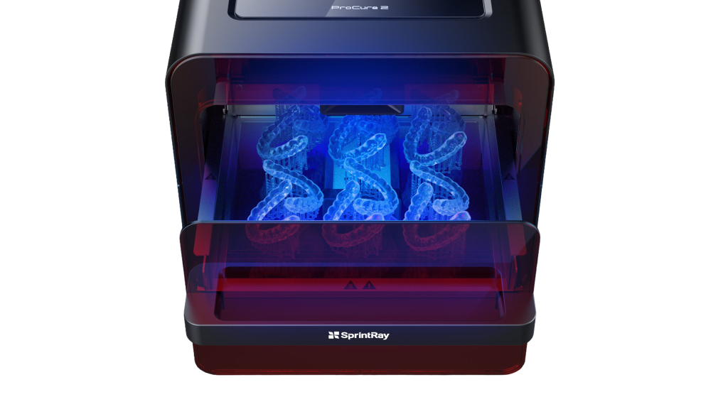 SprintRay ProCure 2 curing chamber with dental models