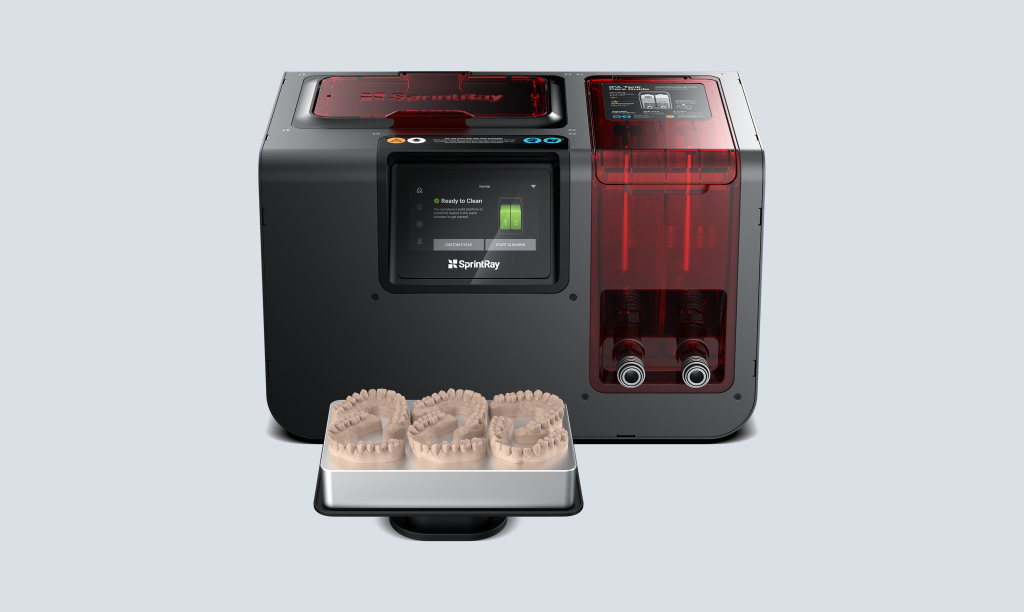 SprintRay ProWash S cleaning unit with dental models